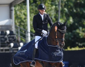 Andreas Helgstrand and Revolution win the 5-yo preliminary test at the 2018 World Young Horse Championships:: Photo © Astrid Appels