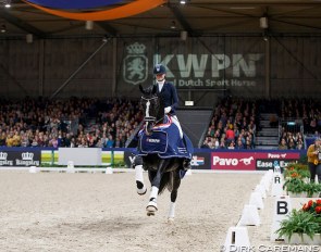 Jameson wins the L-level division at the 2019 KWPN Stallion Competition Finals in Den Bosch :: Photo © Dirk Caremans