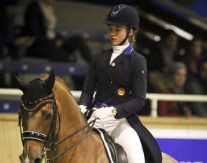 Rebecca Horstmann at her international young riders debut at the 2017 CDI Aachen Indoor :: Photo © Astrid Appels