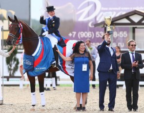  Elena Sidneva and the fabulous gelding Fuhur led Team Russia to victory in the thrilling Group C qualifier for the Tokyo 2020 Olympic Games held in Moscow (RUS) t