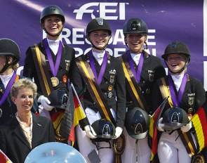 Team Germany with Welschof, Rothenberger, Westendarp and Holzknecht win gold at the 2019 European Young Riders Championships :: Photo © Astrid Appels