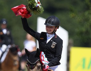 Johanna Kullmann and Champ of Class win the pony team test at the 2019 CDI Leudelange :: Photo © Astrid Appels
