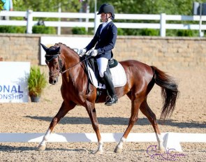 Lucienne Bacon and Bonnaroo win the pony division at the 2019 U.S. Dressage Championships :: Photo © Sue Stickle