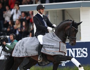 Andreas Helgstrand and Jovian win the 5-YO Finals at the 2019 World Young Horse Championships :: Photo © Astrid Appels
