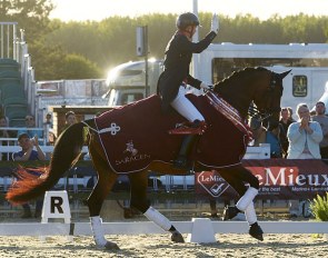 Gareth Hughes and Sintano van Hof Olympia win the Inter I at the 2019 British Dressage Championships :: Photo © Kevin Sparrow