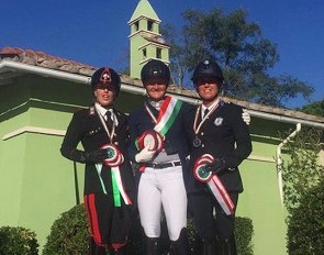 The Grand Prix Freestyle podium at the 2019 Italian Dressage Championships with Truppa, Maroni and Soldi :: Photo © FISE