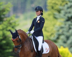 Daphne van Peperstraten and Wonderful Girl at the pony's first international, the 2014 CDIO-P Hagen :: Photo © Astrid Appels