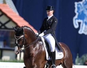 Bernadette Brune and Gunner KS in the Nurnberger burgpokal qualifier at the 2019 CDI Hagen :: Photo © Astrid Appels
