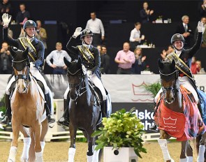 Is this Denmark's team for Tokyo? Bachmann on Blue Hors Zepter, Kruth on Heiline's Danciera and Dufour on Bohemian :: Photo © Ridehesten