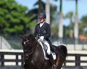 Danish born American Lars Petersen on Svalegards De Luxe in a national Grand Prix at the 2020 CDI 5* Wellington :: Photo © Astrid Appels