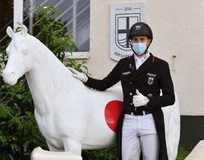 Frederic Wandres wins the first class (PSG) at the first big national dressage show in Germany at Hof Kasselmann, post corona