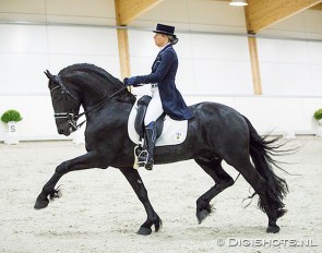 Patricia Mannaerts and Doeke fan Beritsum at the 2018 European Friesian Championships :: Photo © Digishots