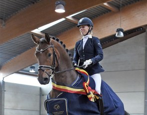 German Andrea Müller-Kersten and the Belgian owned Belaggio were triple Belgian Young Horse Champions in 2016, 2017 and 2018 in Gesves :: Photo © Nathalie Geerlandt
