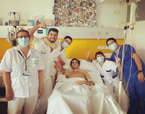 Juan Matute Guimon after three operations and one month of induced coma at the Jiménez Díaz Hospital in Madrid