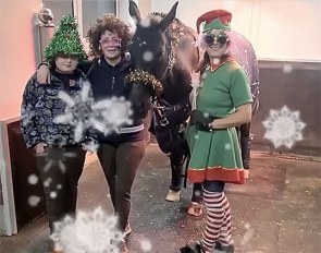 Merry Christmas from Isabell Werth, her son Frederik and top groom Steffi Wiegard