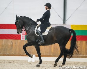 Carina Scholz and Tarantino at the 2020 CDI-W Zakrzow, where the horse tested positive to Acepromazine :: Photo © Lukasz Kowalski