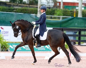 Pia Fortmuller and Frieda win the national show series for Developing PSG Horses in Wellington :: Photo © Sue Stickle
