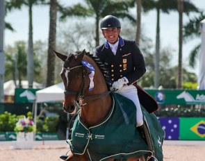 Cesar Parra and Mr Bumblebee score a double victory and personal best at the 2021 CDI-W Wellington :: Photo © Sue Stickle