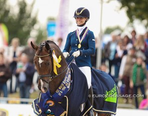 Eva Möller and Sa Coeur at the 2013 World Young Horse Championships :: Photo © Astrid Appels