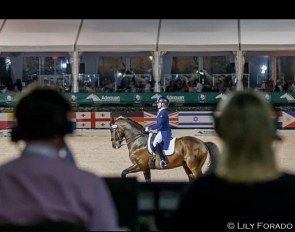 Competition at the 2021 Global Dressage Festival in Wellington is in full swing. No spectators are allowed due to Covid but the VIP tent is full :: Photo © Lily Forado
