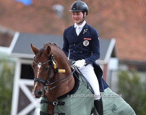 Happy faces all around as international competition resumes in Europe this spring. Paul Jöbstl and Bodyguard won the junior tests :: Photo © Astrid Appels
