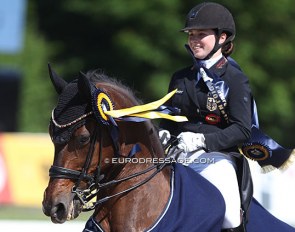 Jana Lang and Baron in the lap of honour as Germany won the Nations' Cup in the pony, children, junior and young riders division at Hof Kasselmann :: Photo © Astrid Appels