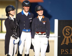 Melanie Doughty, Christian Simonson and Katherine Mathews finish third in the CDIO-YR Nations up in Hagen :: Photo © Astrid Appels
