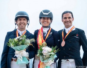 Claudio Castilla Ruiz, Beatriz Ferrer-Salat and Jose Antonio Garcia Mena on the podium at the 2021 Spanish Grand Prix Championships in Oliva Nova, Spain :: Photo © Lily Forado