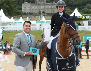 Scott Rowley in the prize giving at Bolesworth International, sponsored by Taittinger