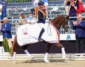 Bianca Nowag and Baroness Bibi at the 2021 Bundeschampionate :: Photo © LL-foto
