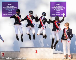 Team Germany wins gold at the 2021 European Pony Championships in Strzegom, Poland :: Photo © Lukasz Kowalski