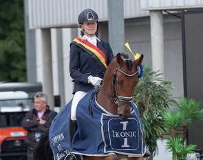 Tahnee Waelkens and Kumami ADQ at the 2021 Belgian Young Horse Championships in Gesves :: Photo © Houou Tomita