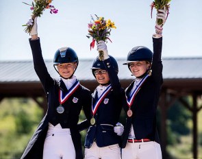 McDonald, Kment, Fuqua on the kur podium at the 2021 North American Junior Riders Championships :: Photo © USEF