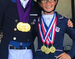 Young rider Christian Simonson with the FEI medals and junior rider Lexie Kment with USEF medals at the 2021 North American Youth Championships :: Photo © Simonson