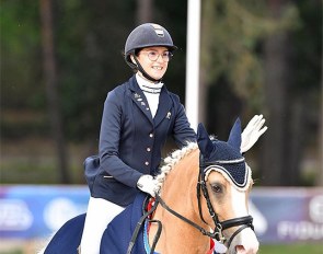 Eloïse Thomas and Honey Drop Petits Pres at the 2021 French Young Pony Championships in Fontainebleau :: Photo © Les Garennes