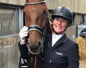 Imke Schellekens-Bartels back in tails to ride Honore at the 2021 CDI Le Mans :: Photo © private