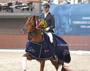 Eric Guardia Martinez and My Vitality win the 4-year old division at the 2021 Danish Young Horse Championships :: Photo © Ridehesten