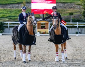 Pony sisters Florentina and Fanny Jöbstl win silver and gold at the 2021 Austrian Dressage Championships :: Photo © Petra Kerschbaum