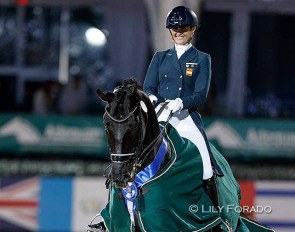 Grand Prix Freestyle CDI4* winner Paula Matute Guimón (ESP) on Delagronge at the 2022 CDI Wellington :: Photo © Lily Forado