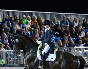 Laurence Vanommeslaghe and Edison win the 4* Kur at the 2022 CDI-W Wellington Week 5 :: Photo © Sue Stickle