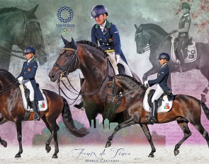 Collage made of Maria Caetano and Fenix de Tineo at the 2021 Olympic Games in Tokyo