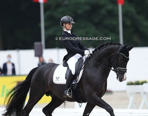 Eva Möller and Danciero at the 2021 World Young Horse Championships :: Photo © Astrid Appels