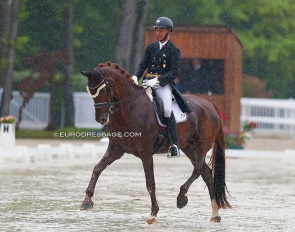 Gilles Ngovan competing Zig Zag in the rain at the 2022 CDIO Compiegne :: Photo © Astrid Appels