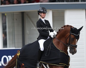 Eva Möller and So Unique won the 4-year old pilot project at the 2019 World Young Horse Championships :: Photo © Astrid Appels