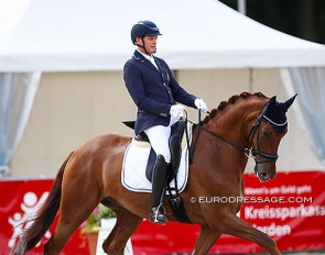 Tom Heylen and Quberon van het Beukenhof at the 2021 World Young Horse Championships :: Photo © Astrid Appels