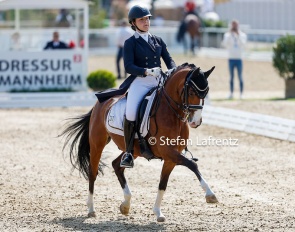Victoria Rohrmuss on pony Corelli de Luxe in the Piaff Forderpreis qualifier in Mannheim :: Photo © Stefan Lafrentz