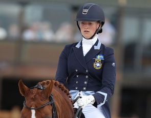 Nathalie Wahlund on Cerano Gold at the 2020 CDI Grote Brogel :: Photo © Astrid Appels
