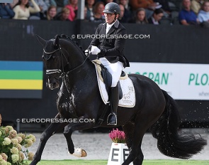 Heiko Klausing and St. Athletique at the 2022 World Young Horse Championships where the pair won the 4-year old challenge :: Photo © Astrid Appels