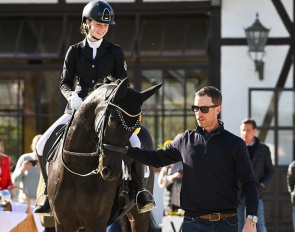 Marie Sohler on Sir Max with trainer Benjamin Werndl at the 2023 Preis der Besten qualifier in Kronberg :: Photo © Mirka Nilkens