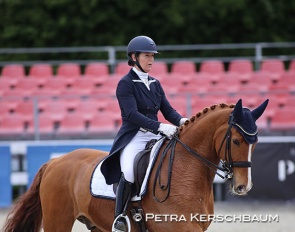 Canadian Olympian Leonie Bramall is back in the CDI Grand Prix arena. She made her return with the homebred Cricket BD at the 2023 CDI Olomouc :: Photo © Petra Kerschbaum
